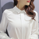 雪纺衬衫2016春装新款韩版娃娃领长袖气质显瘦上衣打底衫