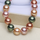 天然南洋母贝珠珍珠项链混彩色强光正圆形送妈妈女友生日礼物特价