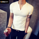 夏季韩版青春男款修身型潮流体恤休闲紧身短袖t恤男士半袖汗衫帅