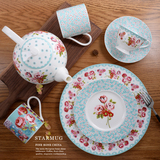 创意骨瓷下午茶茶具咖啡杯碟套陶瓷装欧式田园红茶杯子英伦小玫瑰