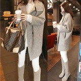 正品韩国代购秋冬季新款茧型羊毛羊绒呢大衣中长款女装毛呢外套潮