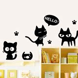 可移除墙贴 小猫咪贴画创意楼梯玄关装饰墙贴纸宿舍书房衣柜贴纸
