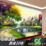 梵高欧式美式乡村风景油画3D田园电视客厅餐厅背景墙壁纸花卉抽象