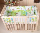 新品奥婴儿床欧式松木宝宝睡床游戏床带滚轮带护栏儿童床包邮