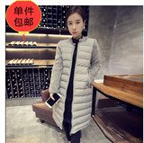 2015新款冬季韩版中长款菱形格加厚保暖羽绒棉衣面包棉服外套女潮