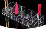 大格子12格桌面化妆品收纳盒 透明塑料指甲油盒口红架 超大内格