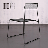 拉洛 创意设计钢丝网格椅 包豪斯极简金属餐椅 设计师款原创椅子