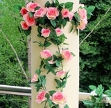 仿真玫瑰花藤条 假花蔓藤柱子阳台空调管道装饰花藤 果藤绢花