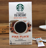 美国星巴克咖啡via派克市场pike place速溶黑咖啡12条/盒