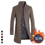 2015冬季青年外套呢子风衣男韩版修身中长款立领加厚羊毛呢大衣潮