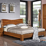 乔克斯实木框架床 乌金木色水曲柳简约婚床1.8米双人床现代中式床