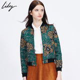Lily正品代购2015秋新款女装修身长袖手绘印花短外套115340I3103