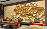 国色天香壁纸餐厅宴会厅大型3D壁画客厅电视背景立体墙画中式墙纸