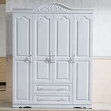 现代木质衣柜 简约卧室欧式板式白色大衣柜田园四门整体实木衣柜