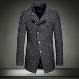 二战德国中长款羊毛呢大衣青少年韩版修身欧美风格军工大衣风衣潮