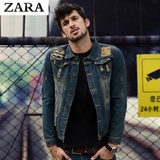 Zara男装2015秋装新款男士牛仔外套男夹克韩版修身青年复古潮上衣