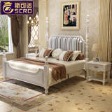 斯可诺美式实木床 双人床1.8米卧室皮布艺床乡村床 大床软靠家具