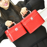 时尚韩版手提化妆包 手拎女士化妆箱定型收纳整理包 旅游漆皮包包