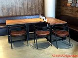 美式复古铁艺实木餐桌电脑桌会客桌洽谈桌奶茶店酒吧咖啡厅桌椅