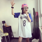 T恤女夏中长款短袖上衣韩国原宿BF风宽松显瘦学生半袖运动篮球服