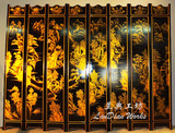 中式屏风 手绘山水风景人物画 彩绘描金屏风 古典屏风x90