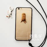 七夕礼物加菲猫喵星人iPhone6/plus手机壳全包硅胶挂绳挂脖手机壳