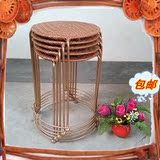 小藤椅子 家用餐椅圆凳 可重叠圆藤椅宜家餐椅休闲餐凳高凳子特价
