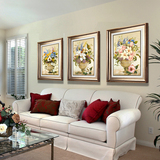 花开富贵 现代欧式沙发背景墙有框三联画卧室壁画挂画客厅装饰画