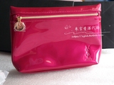 香港专柜 YSL/圣罗兰 玫红色/黑色漆皮化妆包 手拿包  超值哦！