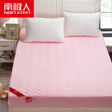 南极人新款粉色白色床笠抗菌防螨填充加厚夹棉席梦思保护垫套床单