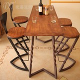 美式铁艺实木吧台靠背酒吧椅吧凳高脚椅居家创意奶茶餐饮桌椅特价