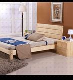 包邮简约实木床双人床1.8米大床松木1.2米简易单人床1.5米木床
