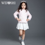 韦氏轻薄女童娃娃领韩版羽绒内胆中大童儿童羽绒服短款童装86111