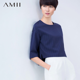 Amii2016春装新款 艾米女装旗舰店圆领短袖大码女士短款T恤