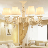 简约锌合金白色水晶吊灯客厅灯具美式乡村田园吊灯欧式卧室餐厅灯