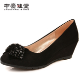 老北京布鞋时尚坡跟女鞋 白领职业工作鞋黑色工装鞋高跟通勤单鞋