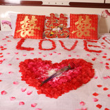 结婚庆婚礼喜庆用品仿真玫瑰花瓣套餐假撒花婚房婚床装饰布置造型