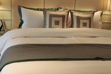 白色压纹简约风样板房间 10件套床品现代美式新古典 欧式中式床品