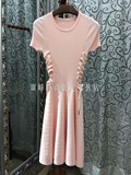 2016春夏新款高端女装 系带针织收腰性感修身显瘦甜美短袖连衣裙