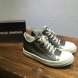 RICK OWENS 银色漆皮系带低帮球鞋 实体现货 正品保证