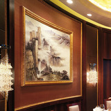 四合艺术 超大手绘山水油画 五星级大酒店中餐厅高端订货