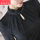 加绒加厚2015冬装新款韩版女装大码蕾丝衫女上衣秋季长袖打底衫潮