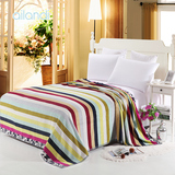 AILANDI纯棉彩韵毛巾被舒适柔软吸水彩色条纹提花沙发盖毯旅游毯
