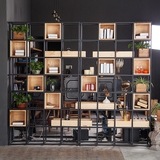 LOFT美式实木简易书架置物架落地书柜创意自由组合收纳隔断柜架子
