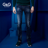 G＆G 夏季男士牛仔裤弹力修身直筒小脚裤男韩版nzk男裤修身款长裤