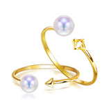 18k金 天然海水珍珠戒指环 女士款 akoya 日本 白色正品