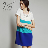 V.C2016春夏装新款欧美气质修身连衣裙女装短袖大码显瘦打底短裙