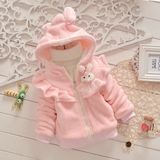 童装女童冬装2015新款儿童宝宝连帽外套小童婴儿加绒加厚保暖上衣