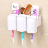 创意牙刷架漱口杯套装 浴室牙刷牙膏架吸壁式  三口之家洗漱套装