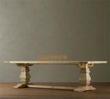 欧米雅专业定制法式复古家具美国原单老柞木支架款RH长餐桌预定